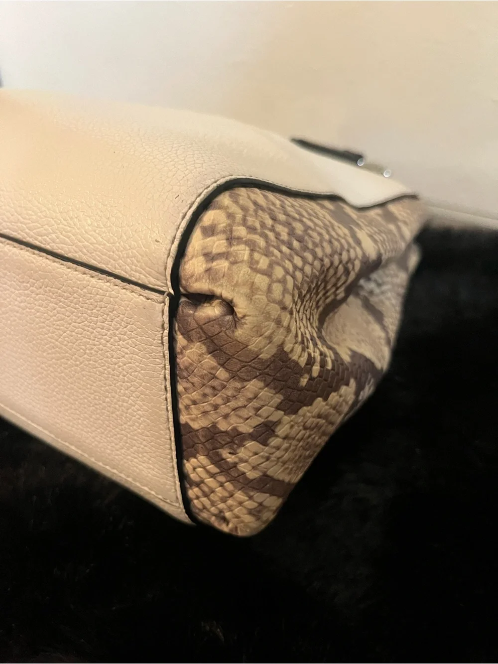 Coach Pebbled Leather Bag in Cream, Brown & Black